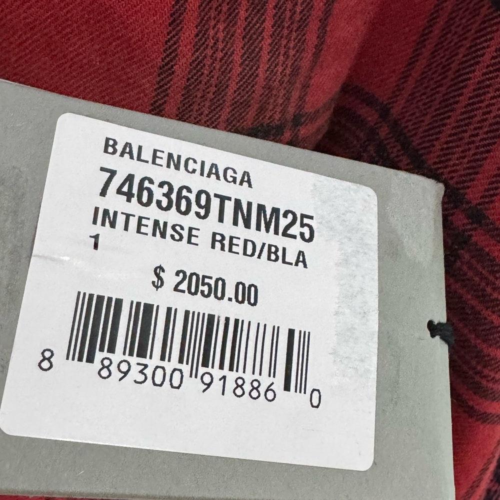 Balenciaga Faded Buffalo Check Flannel Red Black Pink Men’s Size 1/S - Picture 5 of 10